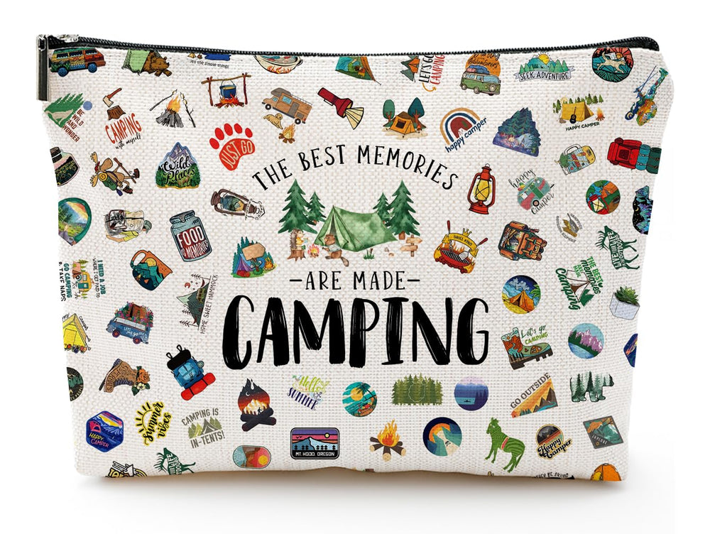 NONETH camping makeup bag beige with sloth style, ideal for travel cosmetics organization.