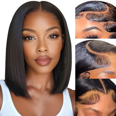 Nopxam Bob Wig 12 inch front view shows seamless lace front for natural parting.