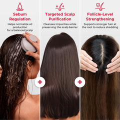 Nora Ross clarifying shampoo lather shows buildup removal and refreshed hair