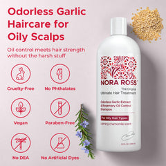 Nora Ross Garlic Extract Oil Control Shampoo with rosemary highlights scalp circulation benefits