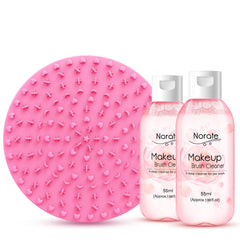Norate makeup brush cleaner mat showing textured silicone surface for deep cleaning brushes.