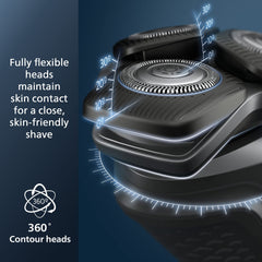 Norelco Shaver 5400 360° flex heads following facial contours