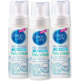 No-Rinse Foaming Body Wash pack of 3 bottles ready for family use and travel.