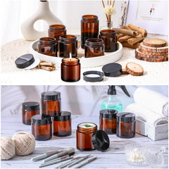 Norme black 4oz glass jar with lid, perfect for lotion samples on the go.