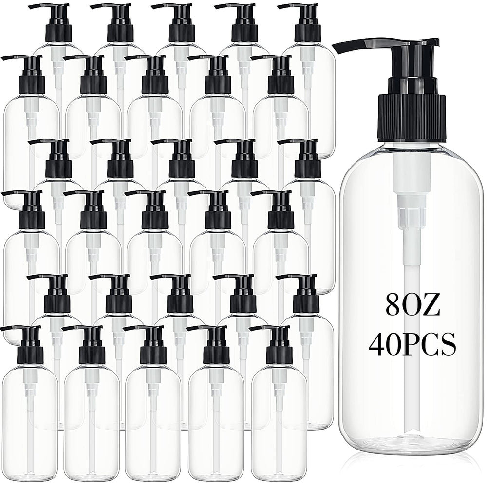 Norme empty pump bottles 8oz clear — bulk travel-ready storage solution.