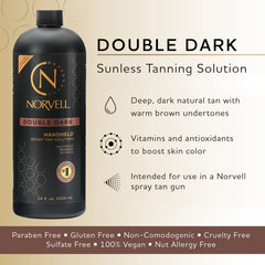 Norvell Double Dark spray in action for streak-free, fast-drying sunless color