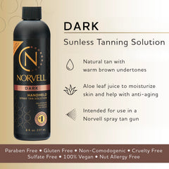 Norvell Premium Spray Tan Solution Dark nozzle spray shows fast-drying action
