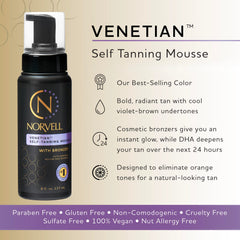 Norvell Venetian Self Tanner Mousse foam dispense for easy application.