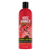 Nose Jammer hunting body wash bottle close-up highlighting scent-control benefits.