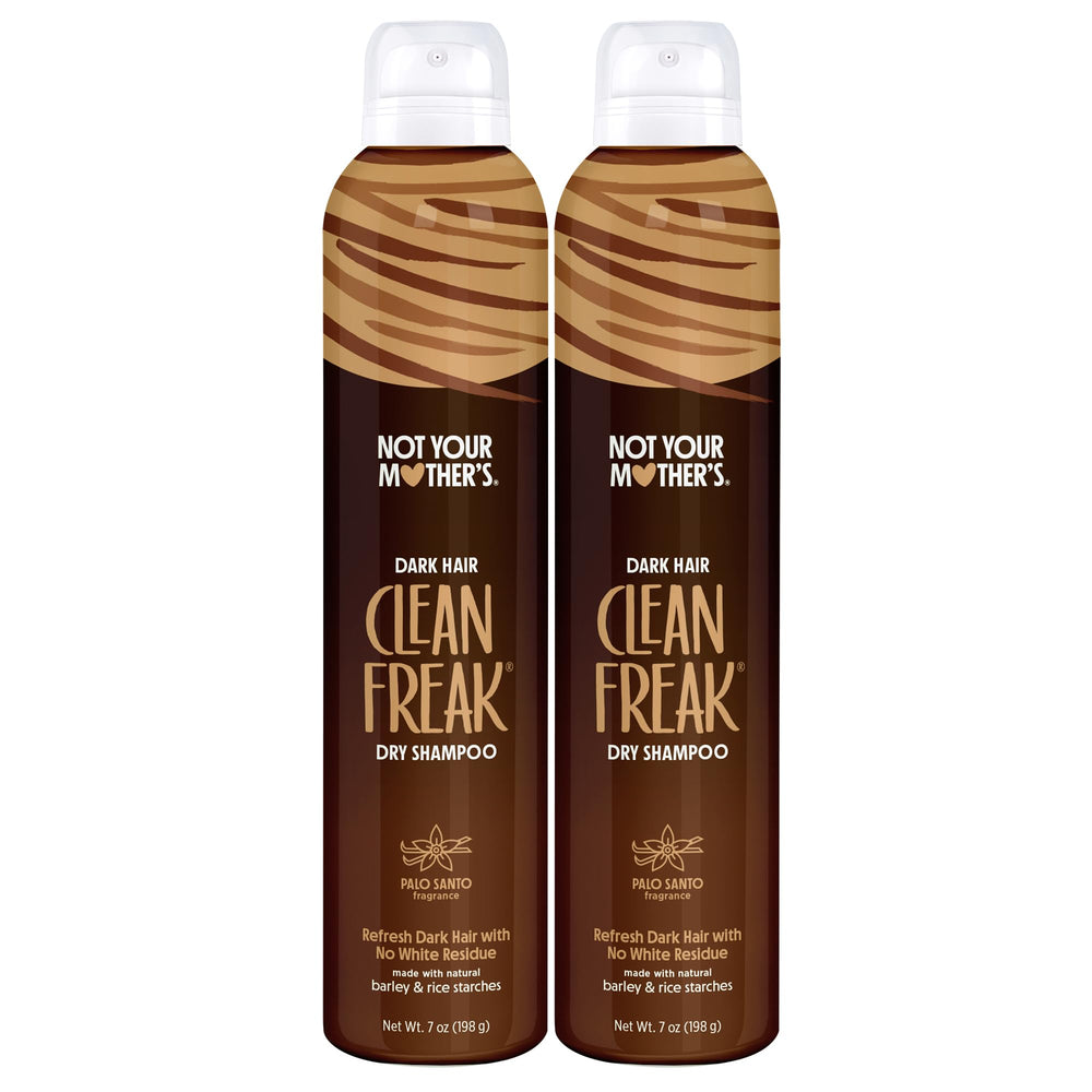 Not Your Mother's Clean Freak Dark Hair Dry Shampoo 2-pack bottle front showcases oil absorption.