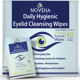 NOVEHA daily eyelid wipes pack shown for convenient, gentle eye hygiene anywhere.