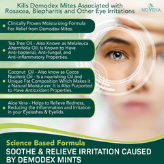 NOVEHA Demodex wipes on hand highlight gentle lid-area cleansing.