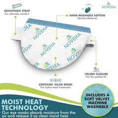 NOVEHA Express Warm Compress Eye Mask microwave-use demonstration highlights fast, convenient relief.