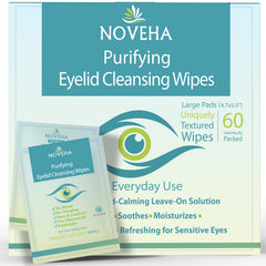 NOVEHA Eyelid & Lash Wipes pack of 60 offers gentle cleansing for sensitive eyes.