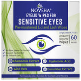NOVEHA Eyelid Wipes front packaging with 60 pre-moistened pads for daily hygiene