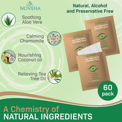 NOVEHA wipes individually wrapped for on-the-go eye care and makeup removal.