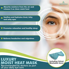 NOVEHA Ultra Warm Compress Eye Mask adjustable strap and Velcro closure for secure fit