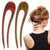 Noverlife French wood hair forks in green and red for versatile daily styling.