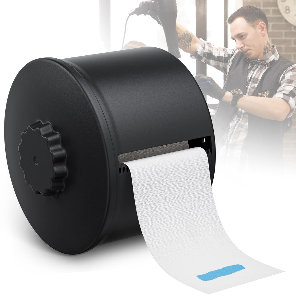 Noverlife neck strip dispenser front view with durable polycarbonate build for busy salons