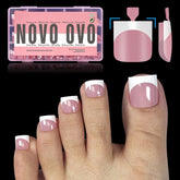 NOVO OVO Berry Pink French Tip toe nails packaging showcases easy DIY pedicure options