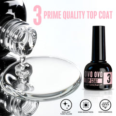 NOVO OVO premium top coat 10ml high-gloss finish ready for 21+ days wear