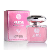 NovoGlow Verse Pink Crystal bottle front presents elegant design for daily luxury.