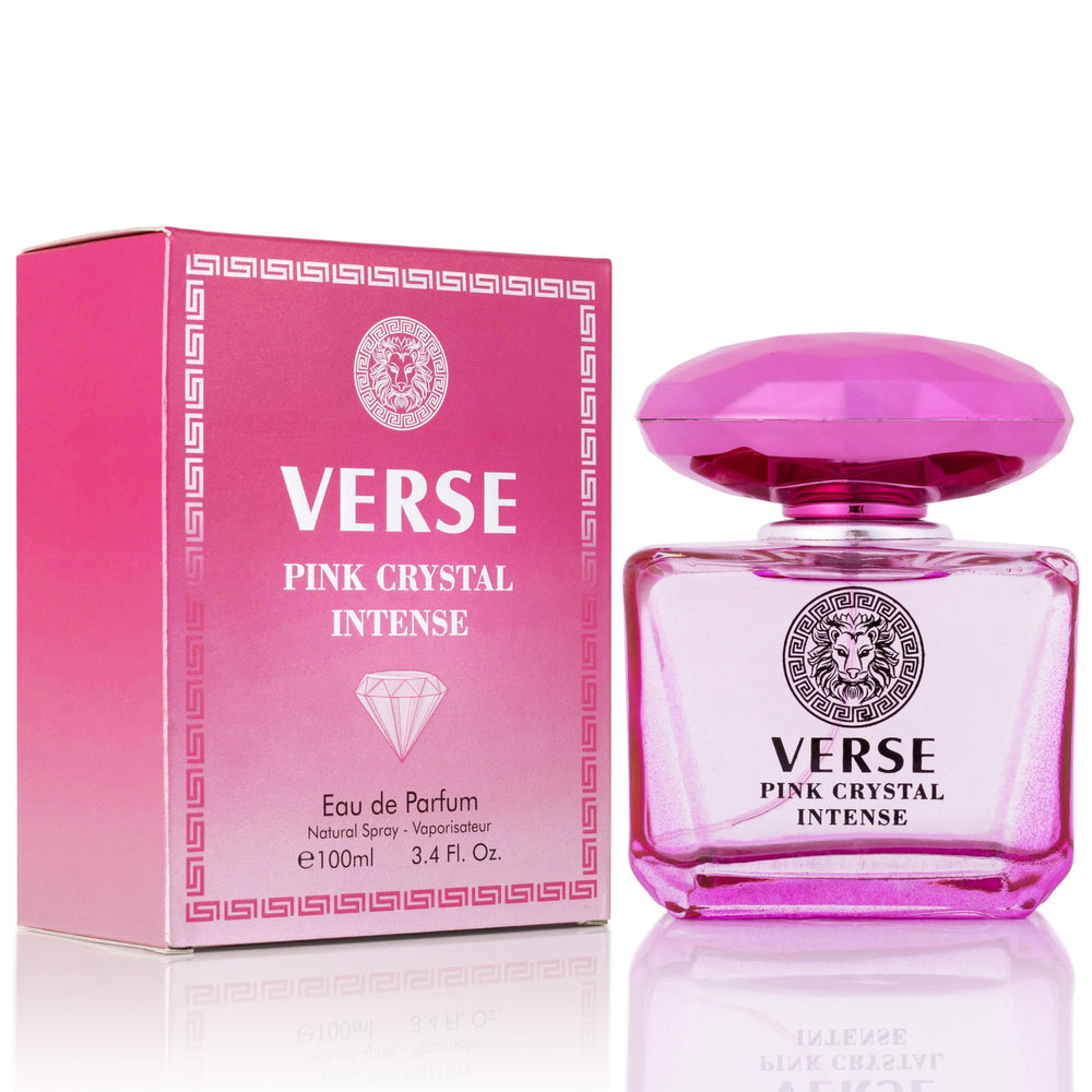 NovoGlow Verse Pink Crystal Intense bottle on display for elegant daytime wear.