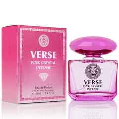 NovoGlow Verse Pink Crystal Intense bottle on display for elegant daytime wear.