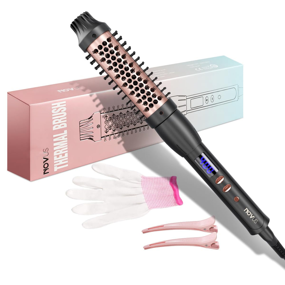 NOVUSPRO Thermal Brush heated round brush in action for sleek straightening