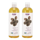 NOW Foods Jojoba Oil bottle highlights 16oz size for daily moisture.