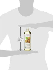 NOW Foods Sweet Almond Oil ingredients closeup emphasizes natural pressed almond oil.