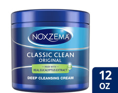 Noxzema Classic Clean Original jar close-up shows creamy texture for deep cleansing.