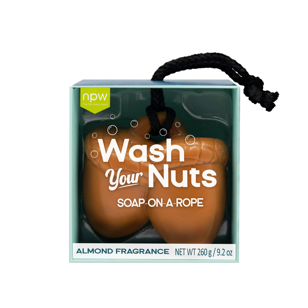 NPW Hello Handsome soap-on-a-rope hangs in shower for easy grab-and-go clean.