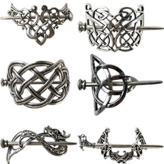 NSBELL 6pcs vintage Celtic hair clips in silver for secure everyday styling