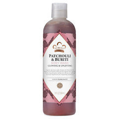 Nubian Heritage Patchouli & Buriti body wash bottle delivering a nourishing cleanse.