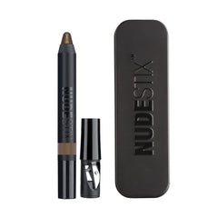 Nudestix Magnetic Luminous Eye Color Smoke pencil cap swatch shows creamy buildable matte pigment for daily wear