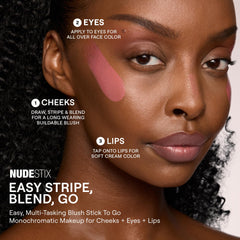 Nudestix Nudies Blush Stick Naughty N' Spice built-in brush enables on-the-go blending