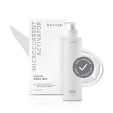 NuFACE Aqua Gel Activator bottle pour for convenient ready-to-use hydration and conductivity.