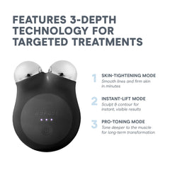 NuFACE mini-plus activator bottle preparing microcurrent treatment with IonPlex technology.