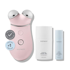 NuFACE Trinity+ device showing face and neck contouring capabilities