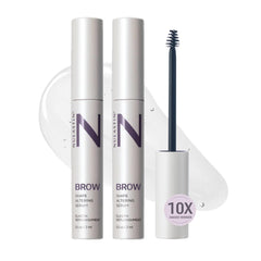 NULASTIN brow serum bottle with brush supports fuller-looking brows during daily use.