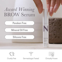 NULASTIN brow serum brush-application showcases precise brow shaping and smoother coverage.