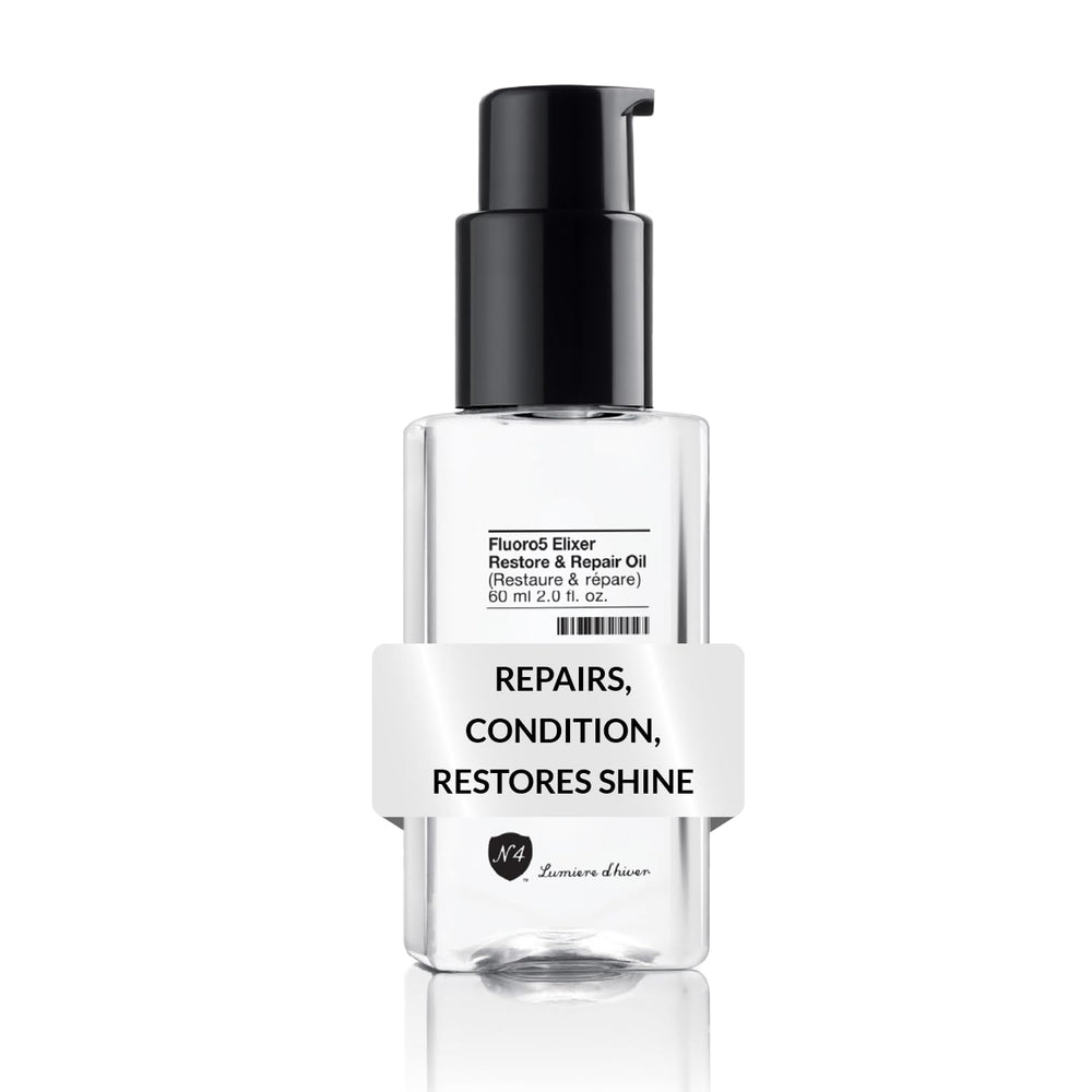 Number 4 Hair Oil bottle pour delivers lightweight hydration and shine.