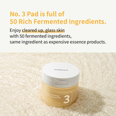 Numbuzin No.3 skin application scene with a pad on the face for gentle use.