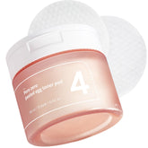 numbuzin No.4 toner pads show pore-tightening action for a refined complexion.