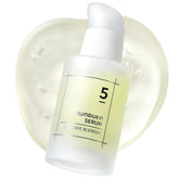 Numbuzin No.5 Serum bottle close-up highlighting lightweight gel texture for daily use.