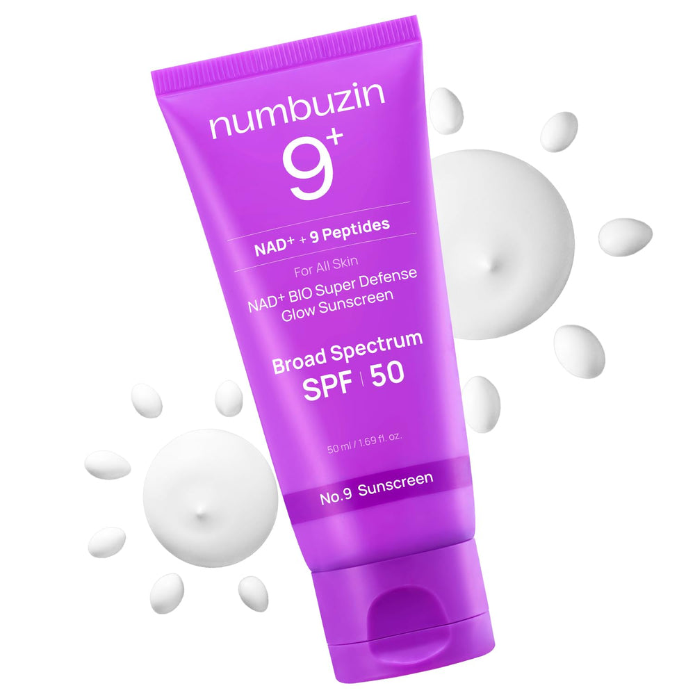 Numbuzin No.9 Sunscreen bottle closeup showing SPF 50 protection for daily use.