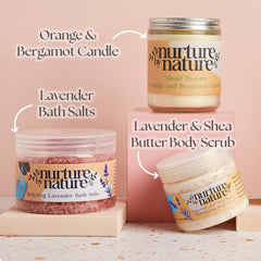 Nurture by Nature Botanicals bath salts for gentle relaxation and skin nourishment.