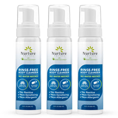 Nurture Valley rinse-free bottle demonstrates convenient waterless cleansing on the go