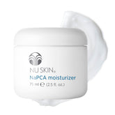 Nu Skin Napca Moisturizer jar closeup shows creamy texture for all-day hydration.